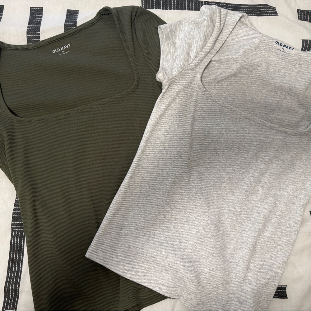 Square neck ribbed tees